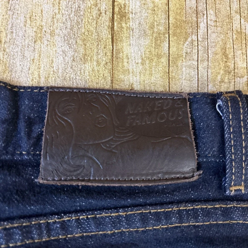 Naked Famous Max Forever Blue Stretch Selvedge Denim Jeans Size 25 (27X31)